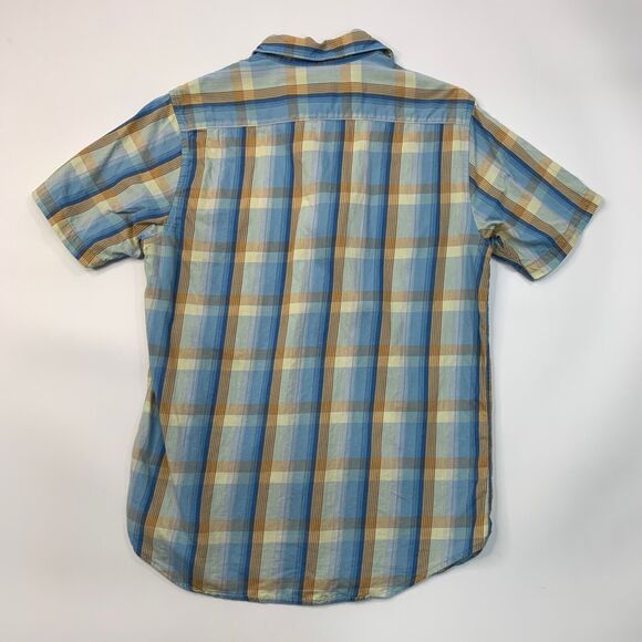 RVCA Shirt Mens S Small Blue Cotton Plaid Snap Button Western Chest Pockets - Picture 7 of 10